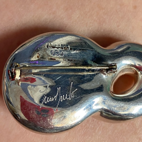 Vintage FREDERIC JEAN DUCLOS 925 Silver Electroform Hollow Brooch - Picture 9 of 9